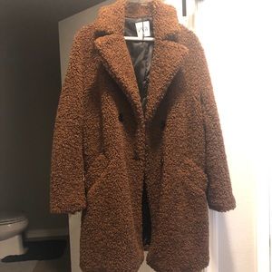 Zara Deep Brown Sherpa Oversize Cozy Teddy Coat